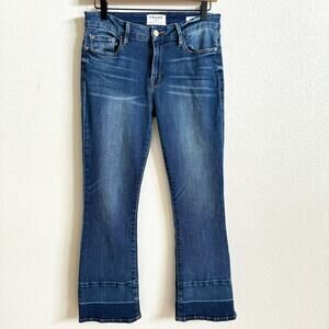 Frame Medium Wash Blue Demin Atlas Le Crop Mini Boot Jeans Women's 27
